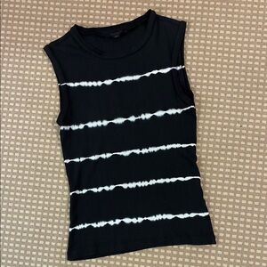 All Saints Black and White Striped Tank Top